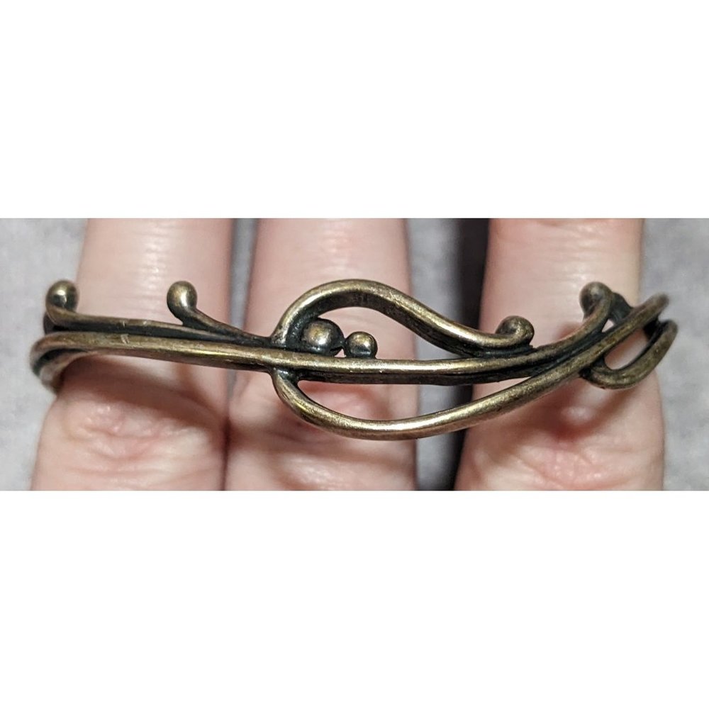 Silver Art Nouveau Cuff Bracelet - Picture 2 of 4